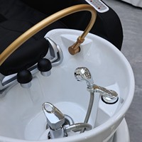 Fauteuil de lavage moderne en cuir PU avec bac en céramique, table de massage électrique intégrale, chaise de lavage pour salon de coiffure et spa