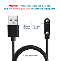Câble de charge magnétique USB en cuivre pur pour montre connectée, 2 broches, 4 broches, 2,84 m, 4,0 m, 7,62 mm, accessoire pour smartwatch, vente en gros