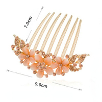 Koreanische Version Frauen Haar gabel vergoldet Sieben Zahn Haarkamm Kristall Opal Blume Haarnadel Hochzeits schmuck