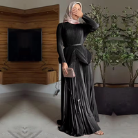 Ensemble deux pièces pour femmes musulmanes modestes, haut plissé et jupe, robe de soirée élégante pour les occasions de fête, Ramadan, Dubaï, Moyen-Orient