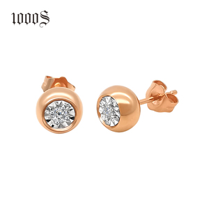 Pendientes de Bola de <span class=keywords><strong>Oro</strong></span> Sólido de 18K con Diamantes Naturales Reales Certificados por Terceros, Corte Brillante, Joyería de Moda para Mujer - Product Image 1