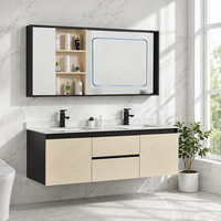 Meuble-lavabo flottant moderne avec miroir LED, design écologique, finition étanche