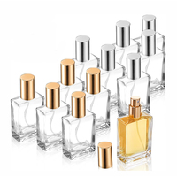 Flacon de parfum carré en verre transparent de luxe de haute qualité, 25 ml, 50 ml, 100 ml, avec bouchon, vaporisateur de parfum pour diffuseur et emballage