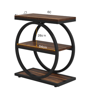 Factory Hot Sale Standing Type Three-Layer Modern <b>Space</b> <b>Saving</b> Durable Black Metal <b>Table</b> Rack for Living Room Balcony Storage - Product Image 2