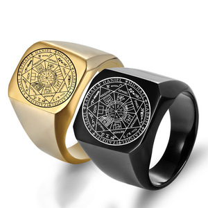 I sette arcangeli anelli di protezione amuleto sigillo Solomon Kabbalah <span class=keywords><strong>anello</strong></span> uomo donne <span class=keywords><strong>anello</strong></span> in acciaio inox lucido - Product Image 3