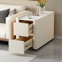 Table basse italienne légère de luxe en bois massif Rock Board Salon 30cm de large Ultra-étroit Moderne Simple Acier inoxydable