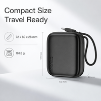 Mini Powerbank 10000mAh avec câble Type-C intégré, charge rapide PPS 22,5W pour téléphones, écouteurs et montres connectées