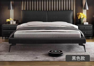 Ensemble de meubles de chambre à coucher de luxe à cadre en bois massif Lit rembourré en cuir moderne et élégant en double pleine taille Queen King - Product Image 4