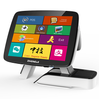 Sistem POS Layar Sentuh All-in-One ZHONGJI Windows Intel CPU Bluetooth/Wi-Fi Pemindai Kode QR Printer Internal Mesin Kasir