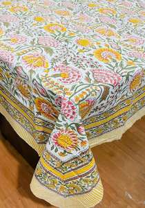 Vente en gros Meilleur Prix Pur 100% Coton Nappe Six Serviette Main Bloc Impression Dentelle Couverture Floral Carré Motif Mariage Fête À La Maison - Product Image 5