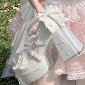 Zapatos de Tacón Alto Estilo Lolita Talla Grande 2026, Color Blanco y Rosa, Lindos, Estilo Estudiantil, Elegantes, Europeos y Americanos, Combinan con Todo - Product Image 5