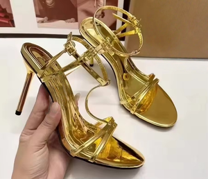 Zapatos de Mujer, Diseño Personalizado, Zapatos de Fiesta Dorados para Damas, Stiletto al por Mayor, Sandalias de Tacón Alto, Chaussures, Sandalias de Tacón para Damas - Product Image 2