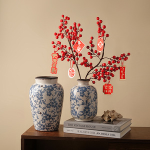 Jarrón de Porcelana Azul y <span class=keywords><strong>Blanco</strong></span> Estilo Wabi-Sabi Chino Tonfo, Hecho a Mano, de Alta Gama, para Arreglos Florales, Decoración del Hogar, Sala de Estar - Product Image 3