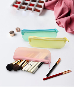 Borsa per il trucco da viaggio in Silicone trasparente cosmetico trasparente Mini rosa carino professionale con cerniera - Product Image 6