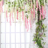 FANSTA Fleurs artificielles de glycine en gros, 12 pièces/ensemble, pour décoration de plafond de mariage et de restaurant