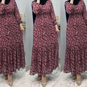 Vêtements islamiques modernes personnalisés, robe élégante pour femmes, robe musulmane à col rond, robe décontractée unie, robe abaya turque musulmane - Product Image 5