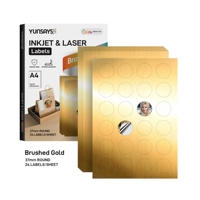 Hoja de etiquetas adhesivas A4 troqueladas impermeables de oro cepillado de inyección de tinta de muestra gratis para impresora de inyección de tinta