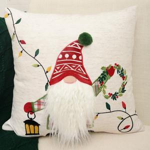 Vendita diretta in fabbrica moderno pupazzo di neve di cervo vacanze di natale ricamato <span class=keywords><strong>45x45</strong></span> cuscino per cuscino per divano decorazione della casa - Product Image 1