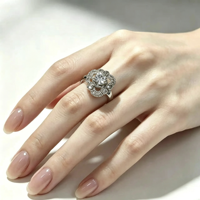 Bagues en laiton plaqué platine, pierres étincelantes élégantes pour les fêtes d'anniversaire, les mariages, les anniversaires de mariage, bijoux de mode, cadeaux