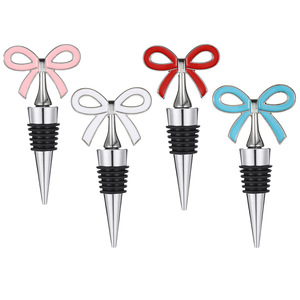 <b>Bow</b>-Shaped Wine Stopper Silver <b>Red</b> Pink Blue White Zinc Alloy Bottle Seal For Wedding Party Gift - Product Image 4