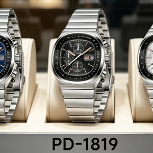 Hruodland New F022 Retro Quartz Chronograph Men <b>Watches</b> Sapphire Glass Blue <b>Black</b> Stainless Steel Fashion Dress Wristwatch - Product Image 4