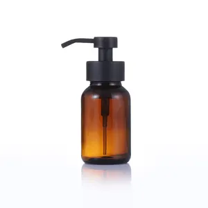 Amber Glass Bottle Shampoo and Conditioner Dispenser Lotion Bottle with Press Pump Spout Bathroom Reusable