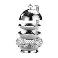 Chauffe-Plats de Luxe pour Mariage en Acier Inoxydable, Réchauds de Buffet Professionnels, Équipement de Restauration, Ensemble de Plats de Service 8L Argent