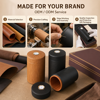 Boîte à cigares de luxe personnalisée en gros, en cuir PU laqué, cylindrique, avec hygromètre intégré, étanche à l'humidité, pour voyage et cadeau