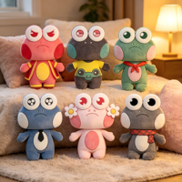 Peluche grenouille brodée personnalisée OEM ODM, jouet réconfortant, faible MOQ, poupée en peluche douce pour boîte surprise et cadeau pour enfants