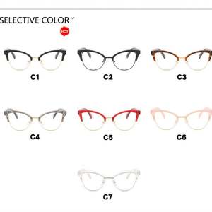 Montures de lunettes anti-lumière bleue pour femmes, style œil de chat, demi-montures, personnalisables avec logo, tendance et très vendues - Product Image 6