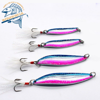 Matériel de pêche dur artificiel bionique coloré en Stock 8g 14g perche bar en métal cuillère paillettes avec crochet à plumes