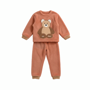 Hongbo sonbahar ve kış bebek kürklü ayı pijama seti sıcak ev çocuk erkek giyim seti kalınlaşmak yumuşak eğlence giyim çocuk pijamaları - Product Image 5