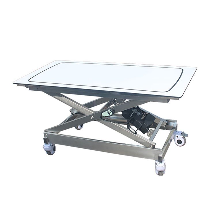 Mesa de operaciones de elevación de acero inoxidable para veterinaria de diseño conciso Mesa de cirugía
