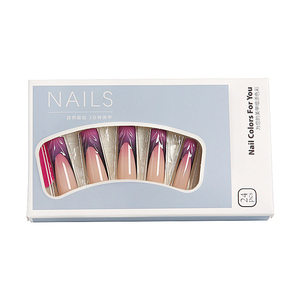 Lot de 24 <span class=keywords><strong>faux</strong></span> ongles longs en acrylique, style cercueil, dégradé violet, à presser, pour filles, tendance, pour le nail art - Product Image 5