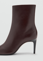 Bottines à talons aiguilles en cuir marron personnalisées pour femmes, bout pointu, style minimaliste, bottes habillées
