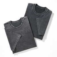 Kaos Pria Vintage High Street Model Longgar Sporty Bahan Tebal Custom Drop Shoulder Batik Washed Ukuran Besar