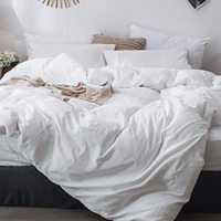 Ensemble de housse de couette en coton lavé 100% style moderne personnalisé uni teint en filature respirant durable doux confortable