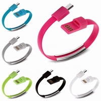 2025 gelang Mini datar kabel Usb pendek gelang kabel Data Push Pop gelang a ke C Tipe kabel Data