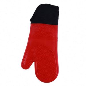 <b>Silicone</b> Oven Gloves with Fingers Quilted Cotton Lining <b>Silicone</b> Oven Mitts Customized - Product Image 4