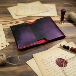 Boshiho Cowhide Vintage Genuine Leather Front Pocket <b>Slim</b> Bifold <b>Cards</b> <b>Holder</b> Wallet <b>Slim</b> RFID Leather Wallet - Product Image 2