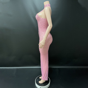 Fornitore all'Ingrosso <span class=keywords><strong>Online</strong></span> Novance Y4434 Abito da Sera Lussuoso Rosa Completamente tempestato di Gioielli con Allacciatura al Collo Elegante Abito da <span class=keywords><strong>Donna</strong></span> per Compleanno - Product Image 2