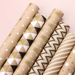 Rollo de papel de regalo Kraft desechable para el Día de San Valentín y cumpleaños al por mayor 80gsm 43*300cm embalaje de regalo de lujo personalizado - Product Image 3