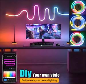 Tuya Wifi RGB <span class=keywords><strong>LED</strong></span> Neon Ánh sáng không thấm nước IP65 linh hoạt Silicone Flex Strip cho chiếu sáng sân vườn thống nhất phát quang - Product Image 2