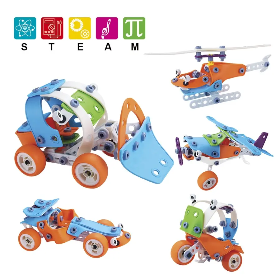 Amazon hot sale 5 in 1 little engineer rubber blocks 132pcs boys play stem building toys