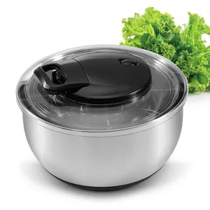 Spinner de ensalada Manual de acero inoxidable de alta calidad, diseño de secado rápido para herramientas de ensalada deshidratada de frutas y verduras