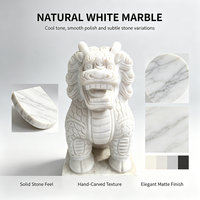 Figurine de Qilin en marbre blanc résistant aux intempéries, sculpture artisanale en pierre, ornement architectural en pierre pour place commerciale