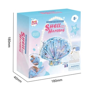Kit de Bricolage Premium pour Sac en Fil de Velours, Sac à Main Tricoté à Motif Quadrillé avec Perles Décoratives et Pendentif Coquillage - Product Image 5