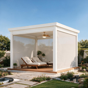 Pergola moderne en aluminium, imperméable, <span class=keywords><strong>avec</strong></span> rideaux latéraux et <span class=keywords><strong>moustiquaire</strong></span> pour balcon, toit ou terrasse (3x3m à 6x4m) - Product Image 1