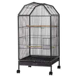 High Fashion Large Birdcages Iron With Wheels Station Rods Food Basins And Tray