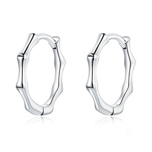 Orecchini a Cerchio in Bambù Liscio Unisex, Gioielli Minimalisti alla Moda, Accessorio per Uso Quotidiano - Product Image 1